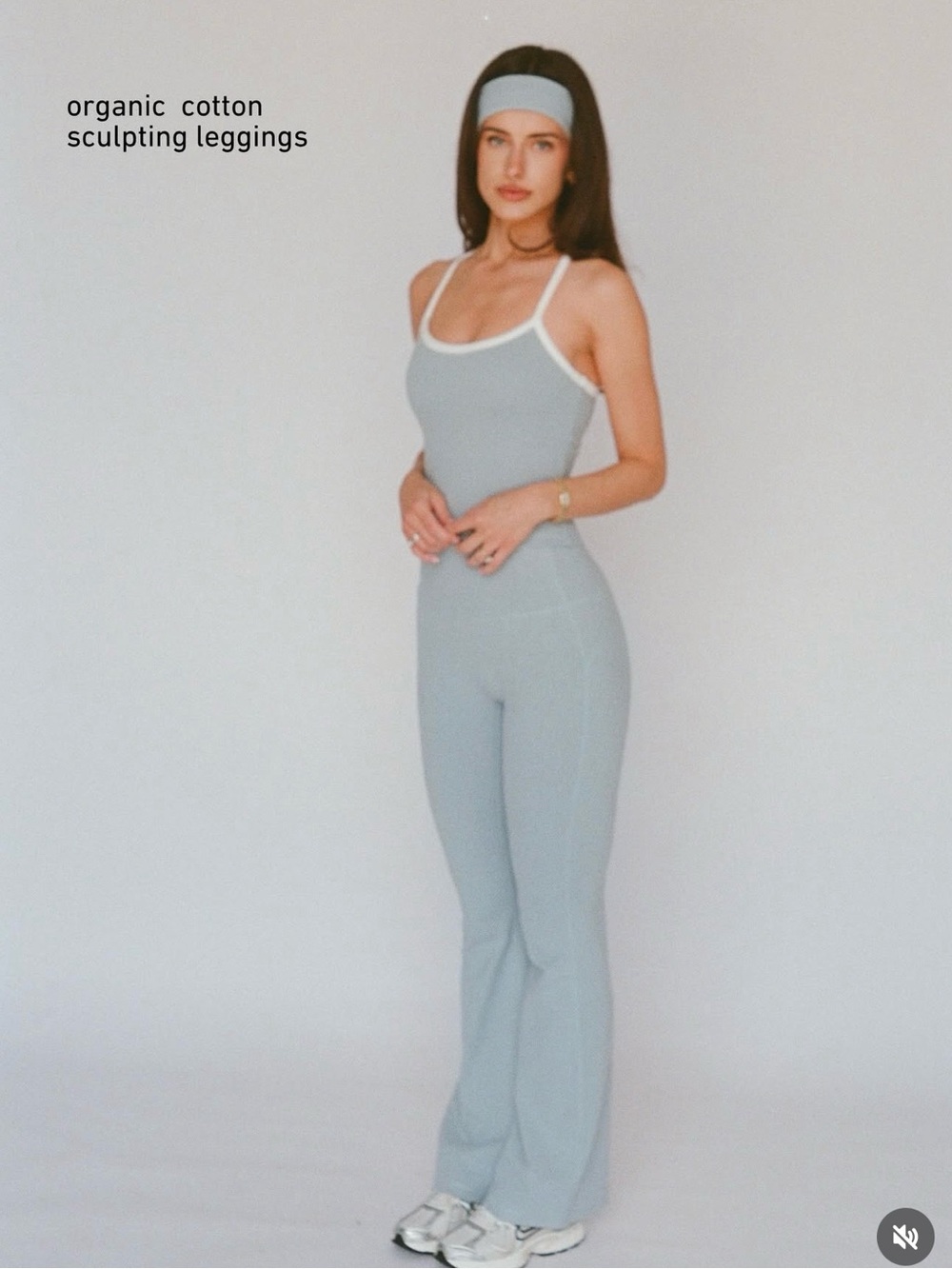 Layere Organic Cotton Sculpting Leggings Light Blue Brandnew